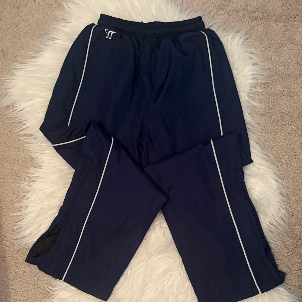 Youth Warrior Navy Athletic Rink Pants with White Piping